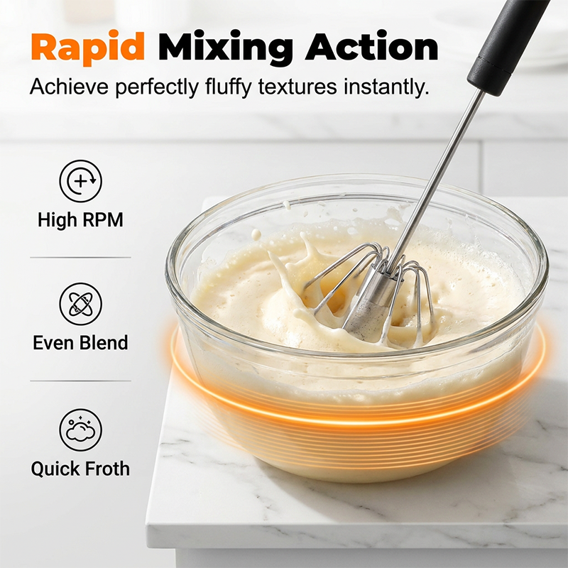 🧑🏻‍🍳Stainless Steel Semi-Automatic Hand Egg Beater✨