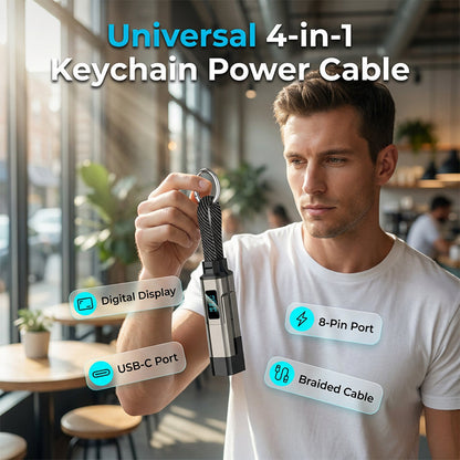 🔋4-in-1 Digital Display Keychain Charging Cable