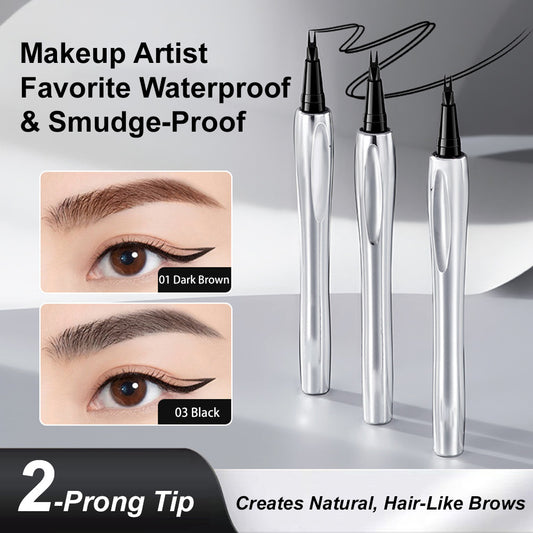 ✨🪶Waterproof Ultra-Fine 2-Tip Fork Eyebrow Pen👁️ – Natural Hair-Like Strokes, Smudge-Proof & Long-Lasting