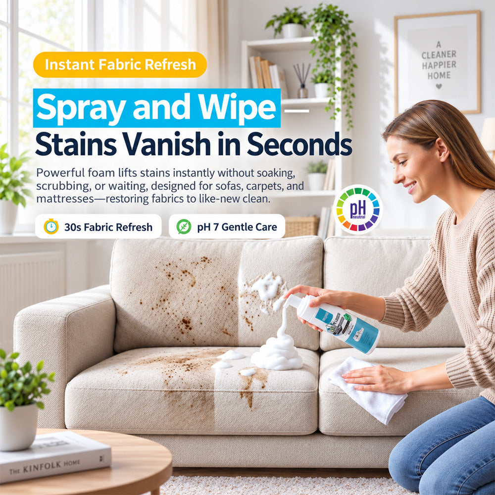 ⚡2026 BESTSELLER🥳 Powerful Foam Cleaner for Fabrics – 30s Stain Removal, 99% Bacteria Killed & Easy to Use. Deep Cleans Without Harsh Scrubbing – Stock Up & Save Today!