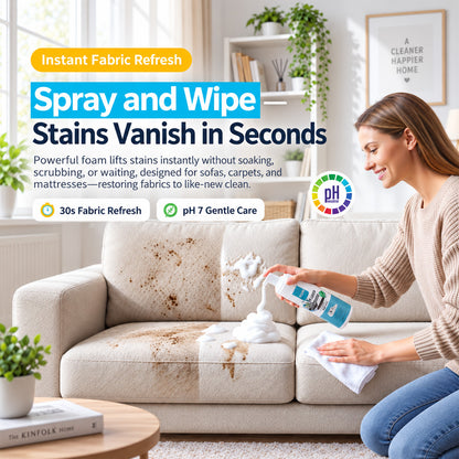 ⚡2026 BESTSELLER🥳 Powerful Foam Cleaner for Fabrics – 30s Stain Removal, 99% Bacteria Killed & Easy to Use. Deep Cleans Without Harsh Scrubbing – Stock Up & Save Today!