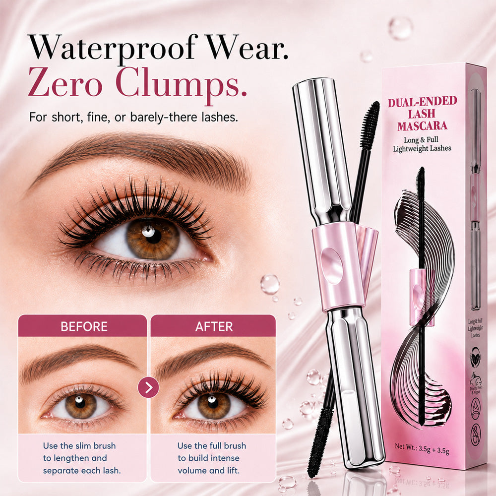 ✨🤩Dual-Ended Waterproof Mascara for Volume, Length & Curl 👁️— Clump-Free Fuller, Longer Lashes in 2 Easy Steps