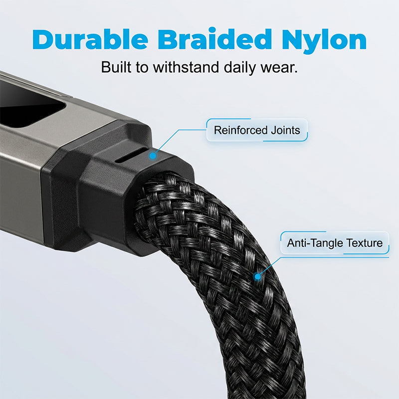 🔋4-in-1 Digital Display Keychain Charging Cable