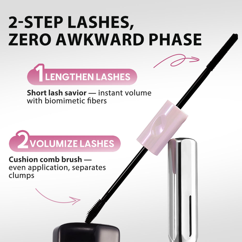 ✨👁️ Dual-Ended Waterproof Mascara for Volume, Length & Curl 🧚🏻‍♀️— Clump-Free Fuller, Longer Lashes in 2 Easy Steps