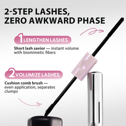 ✨👁️ Dual-Ended Waterproof Mascara for Volume, Length & Curl 🧚🏻‍♀️— Clump-Free Fuller, Longer Lashes in 2 Easy Steps