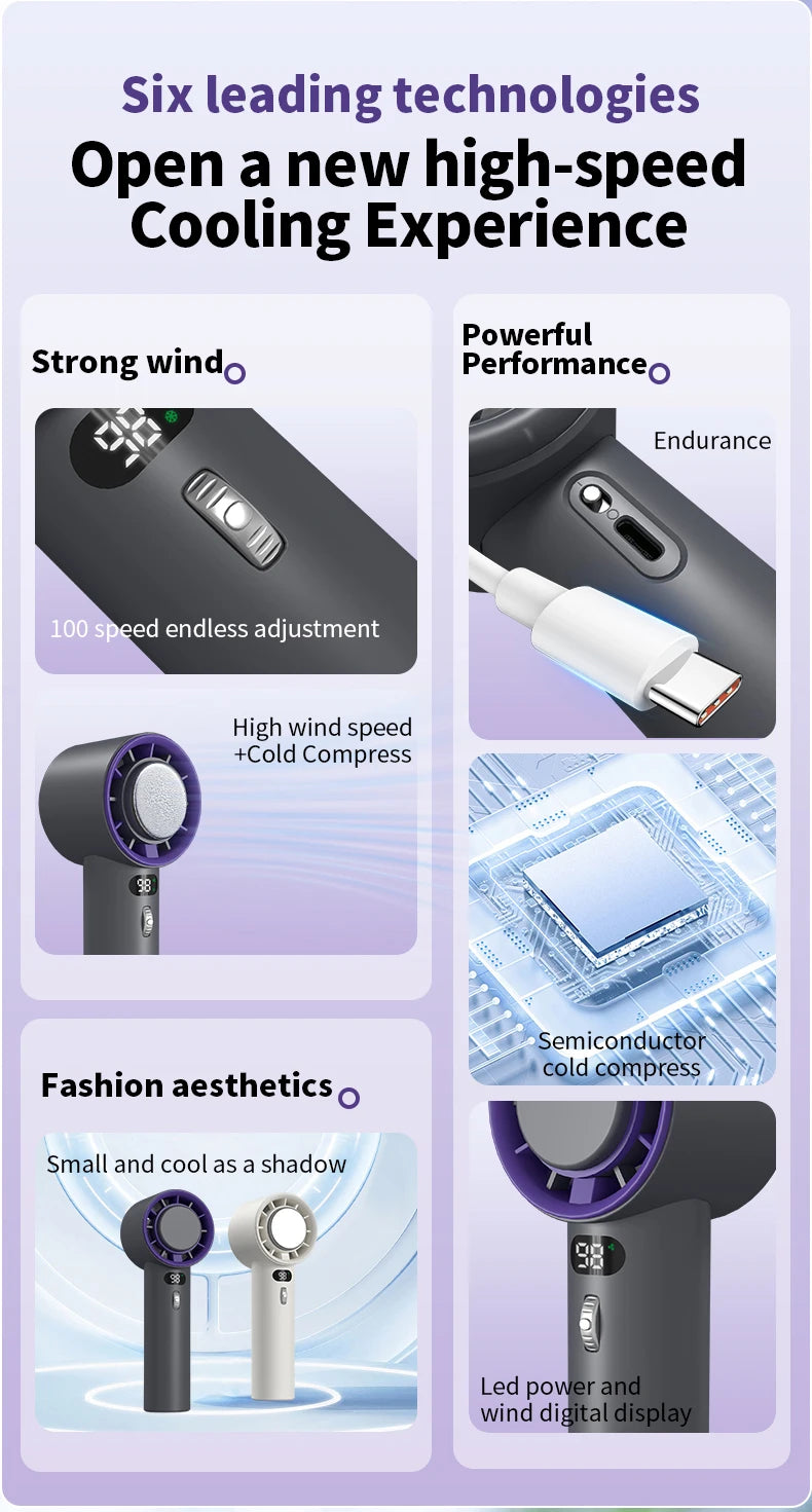 🌬️❄️Portable Handheld Fan🍃, USB Rechargeable Cooling Fan, Adjustable Fan for Home Office School Travel