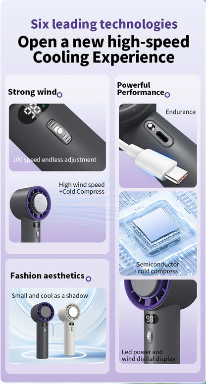 🌬️❄️Portable Handheld Fan🍃, USB Rechargeable Cooling Fan, Adjustable Fan for Home Office School Travel