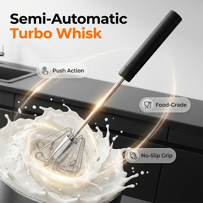 🧑🏻‍🍳Stainless Steel Semi-Automatic Hand Egg Beater✨
