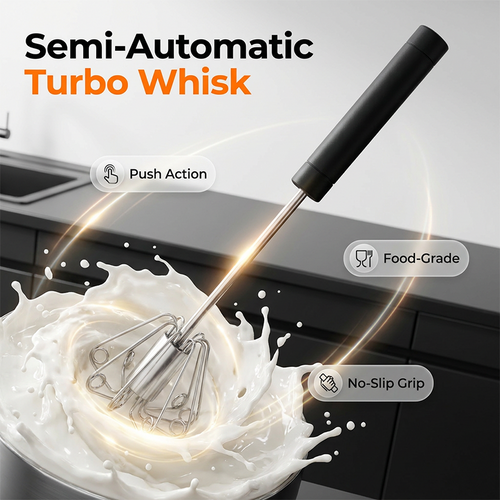 🧑🏻‍🍳Stainless Steel Semi-Automatic Hand Egg Beater✨