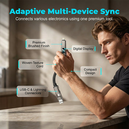 🔋4-in-1 Digital Display Keychain Charging Cable