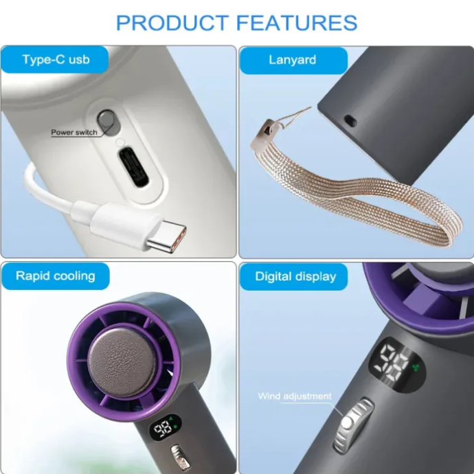 🌬️❄️Portable Handheld Fan🍃, USB Rechargeable Cooling Fan, Adjustable Fan for Home Office School Travel