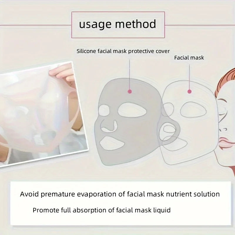 Silicone mask cover, ear-mounted fixed mask to moisturize and absorb essence, reusable facial care tool