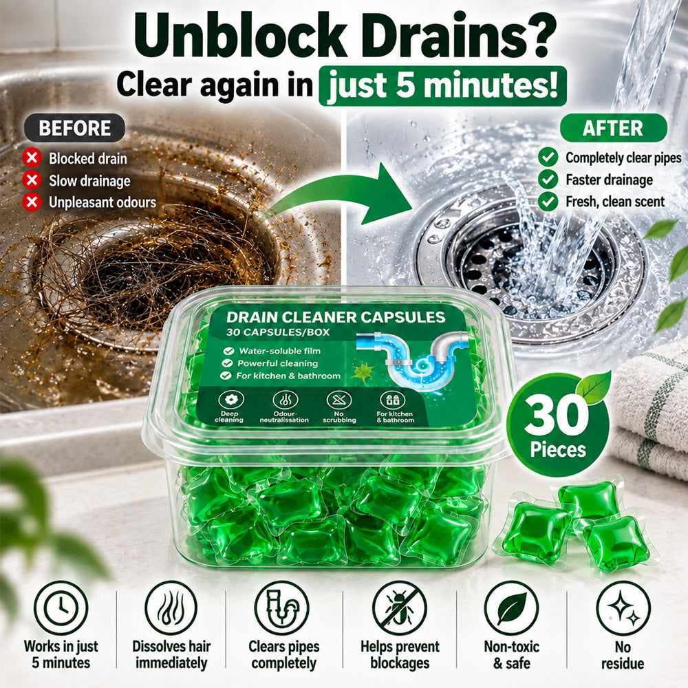 🆙🆙🆙✅ 30 Drain Cleaner Capsules – Tackles Hair, Grease & Blockages in Just 5 Minutes