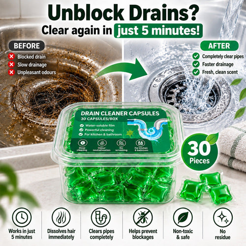🆙🆙🆙✅ 30 Drain Cleaner Capsules – Tackles Hair, Grease & Blockages in Just 5 Minutes